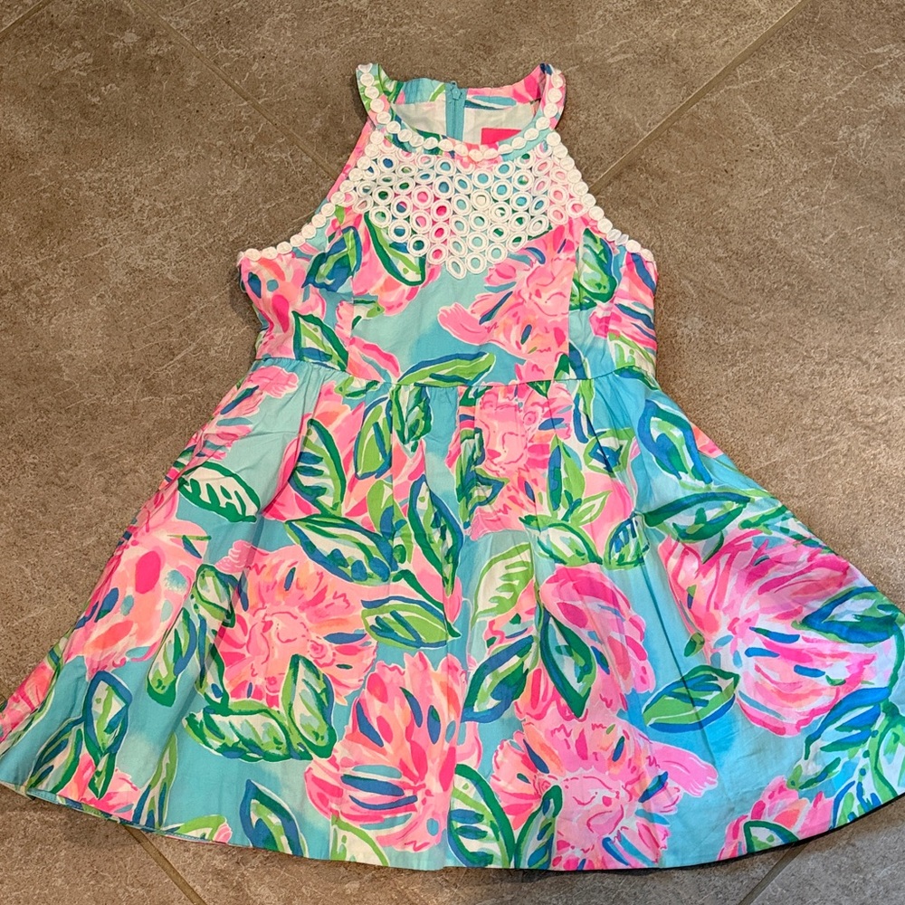 Lilly Pulitzer Kids Dress in Pink and Green Floral